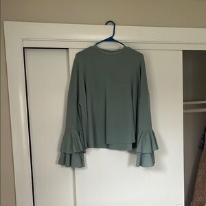 Primark Sage Green Ruffle Sleeve Sweater